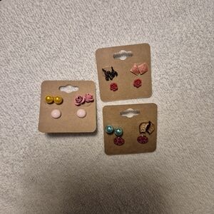 Set of Colorful Stud Earrings